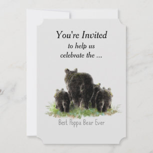 Surprise Birthday Best Poppa Ever Fun Bear Invite