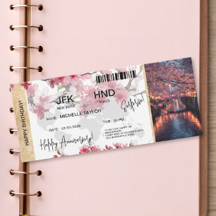Surprise Birthday Boarding Pass Tokio Sakura Invitation