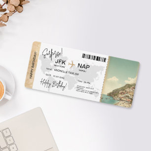 Surprise Birthday Boarding Pass Trip Ticket Invitation