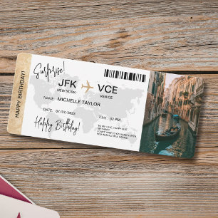Surprise Birthday Boarding Pass Trip Ticket Invitation