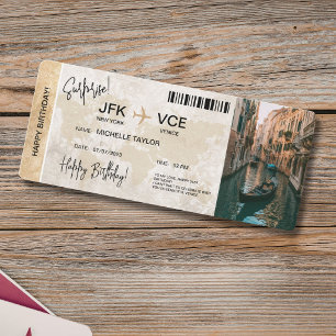 Surprise Birthday Boarding Pass Trip Ticket Invitation