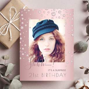Surprise Birthday dusty rose pink photo invitation Postcard