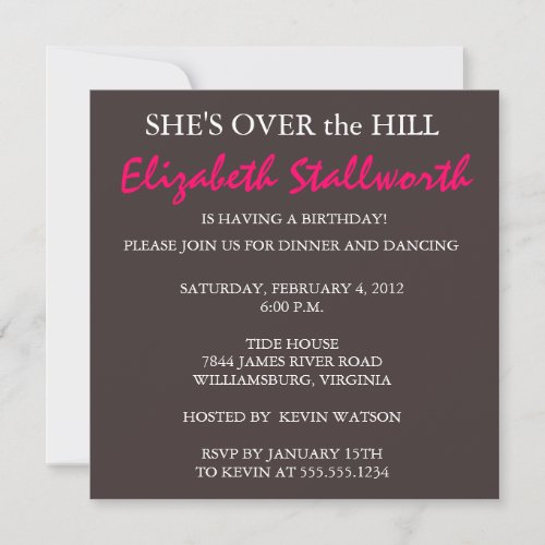 Surprise Birthday FORTY _ Over the Hill Invitation