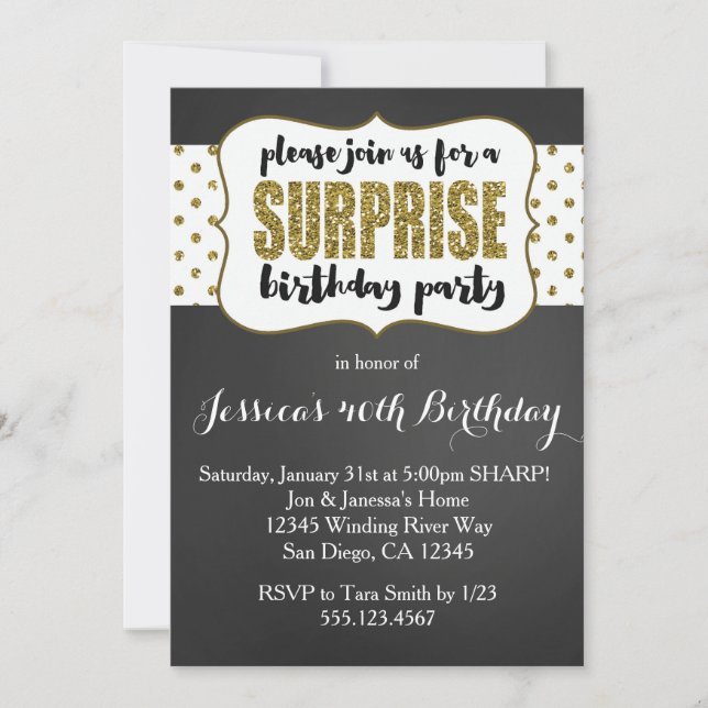 Surprise Birthday Invitation (Front)
