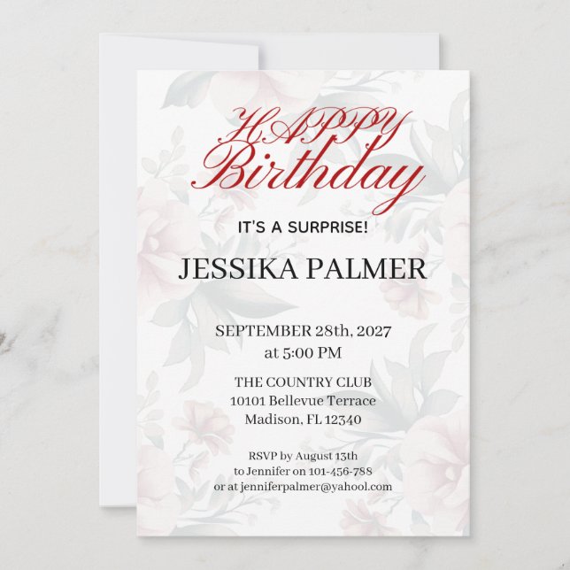 Surprise Birthday Invitation (Front)