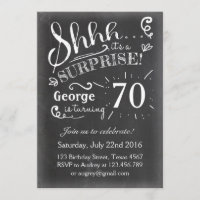 Surprise birthday invitation 70 Chalkboard Rustic