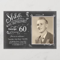 Surprise birthday invitation Chalkboard Rustic