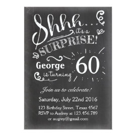 Surprise birthday invitation Chalkboard Rustic