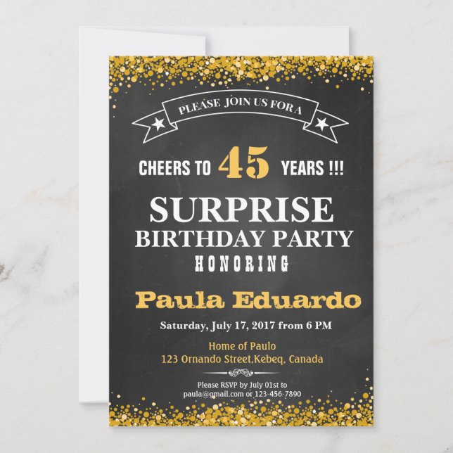 SURPRISE BIRTHDAY INVITATION FOR ANY AGE (Front)
