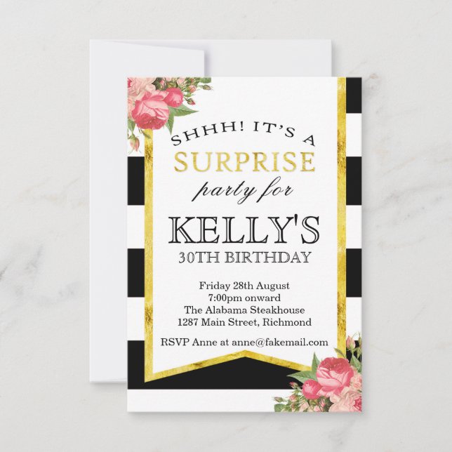 Surprise Birthday Invitation - Womens Birthday (Front)