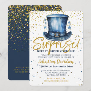 Surprise Birthday Keep It Under Your Hat Invitation