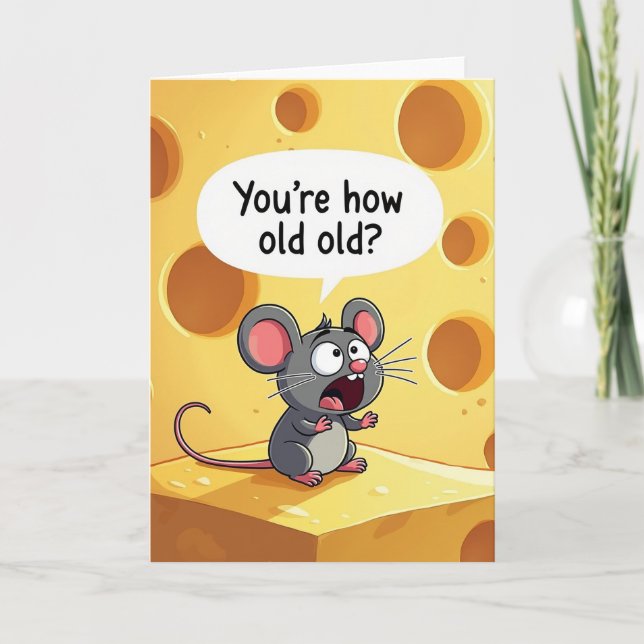 Surprise Birthday Mouse Block Card (Front)