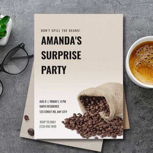 Surprise Birthday Party Adult Coffee Brunch Invitation