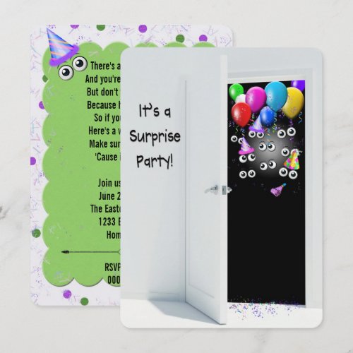 Surprise  Birthday Party behind door Custom Invitation