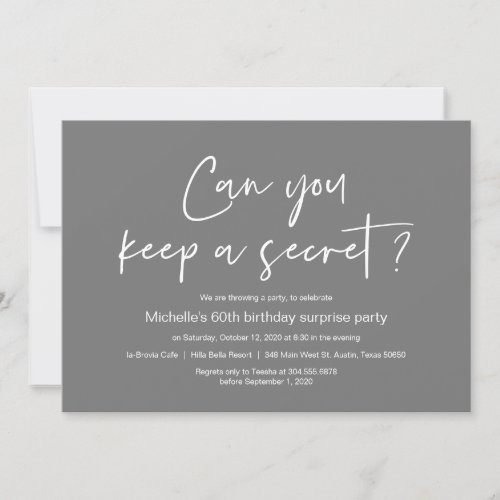 Surprise Birthday Party Celebration Dark Grey Invitation