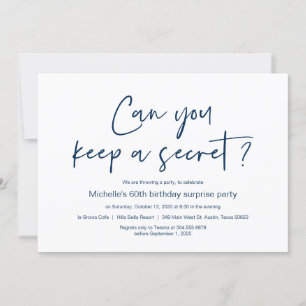 Surprise Birthday Party Celebration, Navy Blue Invitation
