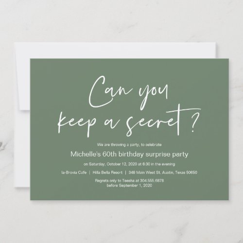 Surprise Birthday Party Celebration Sage Green Invitation