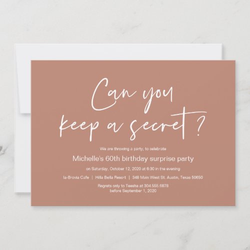 Surprise Birthday Party Celebration Terracotta Invitation