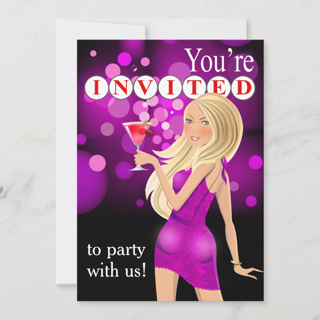 Surprise Birthday Party Girl Purple Invitation Zazzle