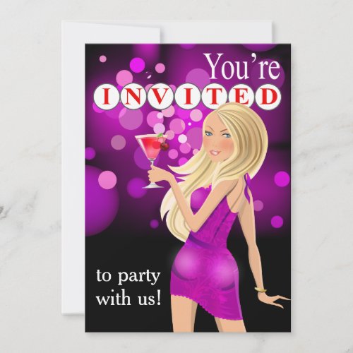 Surprise Birthday Party Girl  purple Invitation