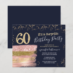 Surprise Birthday Party Glitter Cake Invitation