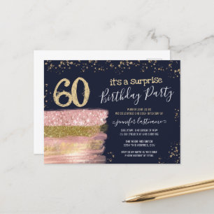 Surprise Birthday Party Glitter Cake Invitation Postcard