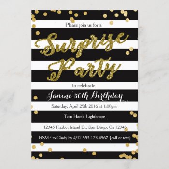 Surprise Birthday Party Invitation by seasidepapercompany at Zazzle
