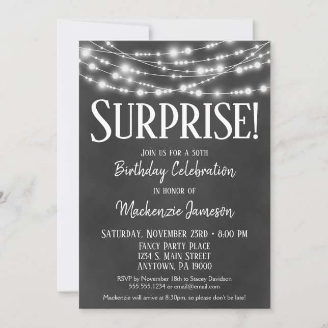 Surprise Birthday Party Invitation Chalkboard (Front)