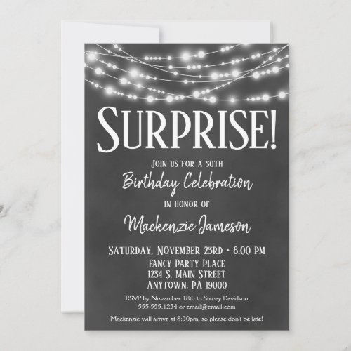 Surprise Birthday Party Invitation Chalkboard