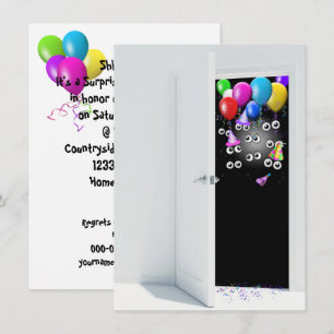 Surprise Birthday Party Invitation with balloons.