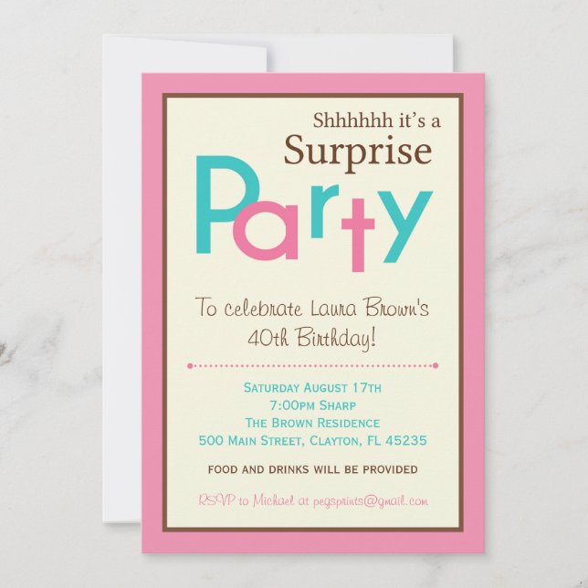 Surprise Birthday Party Invitations - Adult (Front)