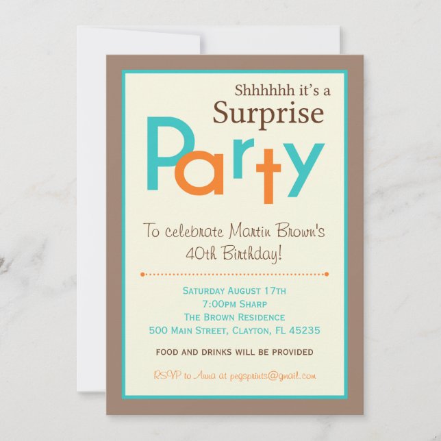 Surprise Birthday Party Invitations - Adult Men (Front)