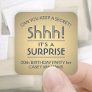Surprise Birthday Party Navy Blue Faux Gold Foil Square Sticker