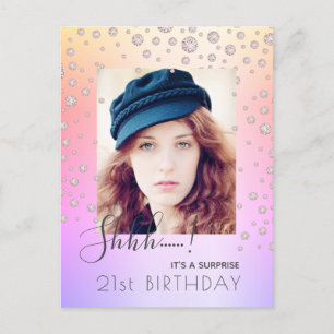 Surprise Birthday party rainbow diamond invitation Postcard
