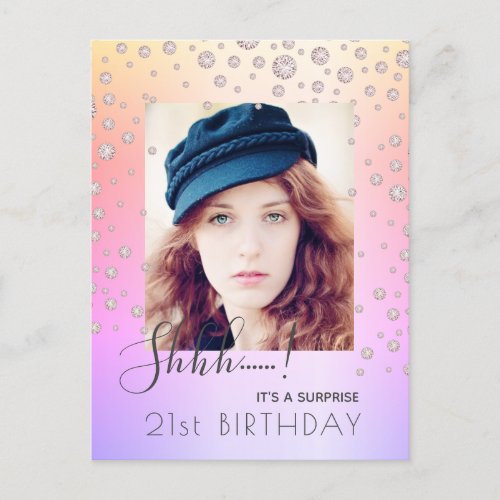 Surprise Birthday party rainbow diamond invitation Postcard