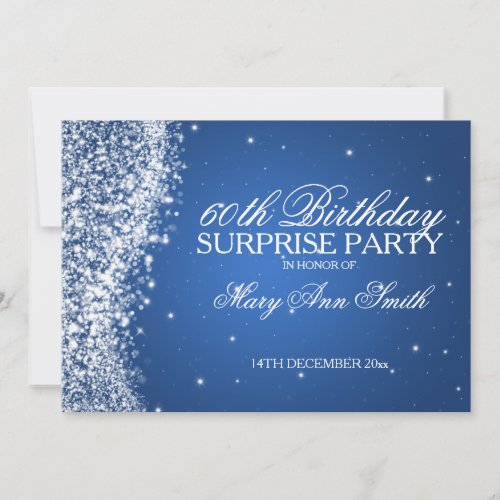 Surprise Birthday Party Sparkling Wave Blue Custom Invitations