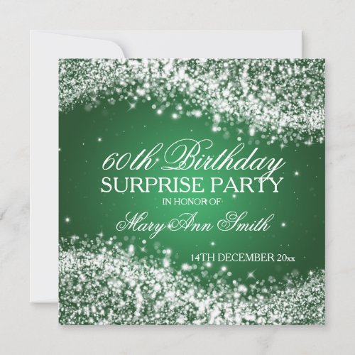 Surprise Birthday Party Sparkling Wave Green Invitation