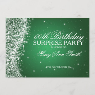 Surprise Birthday Party Sparkling Wave Green Invitation