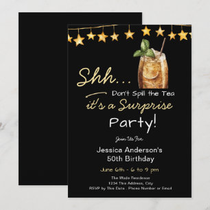 Surprise Birthday Party Spill the Tea Invitation
