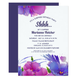 Surprise Birthday Party. Watercolor Floral Invites