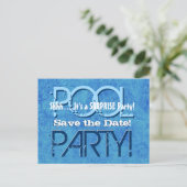 SURPRISE Birthday Pool Party Save the Date V064 Announcement Postcard (Standing Front)