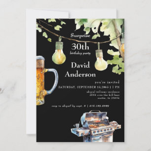 Surprise Black 30th BBQ Birthday Invitation