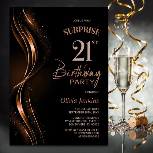 Surprise Black Orange 21st Birthday Party