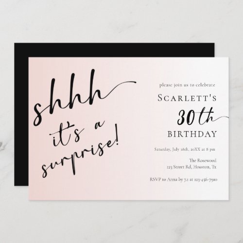 Surprise Blush Pink Photo 30th 40th Birthday Party Invitation