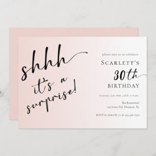 Surprise Blush Pink Photo 30th 40th Birthday Party Invitation