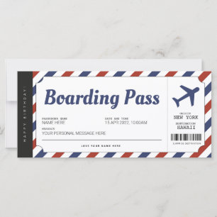 Surprise Boarding Pass Airplane Gift Ticket