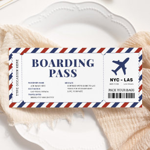 Surprise Boarding Pass Plane Gift Ticket Template