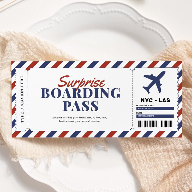 Surprise Boarding Pass Plane Gift Ticket Template (Creator Uploaded)
