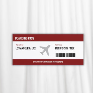 Surprise Boarding Pass Plane Ticket Invitation