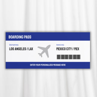 Surprise Boarding Pass Plane Ticket Invitation